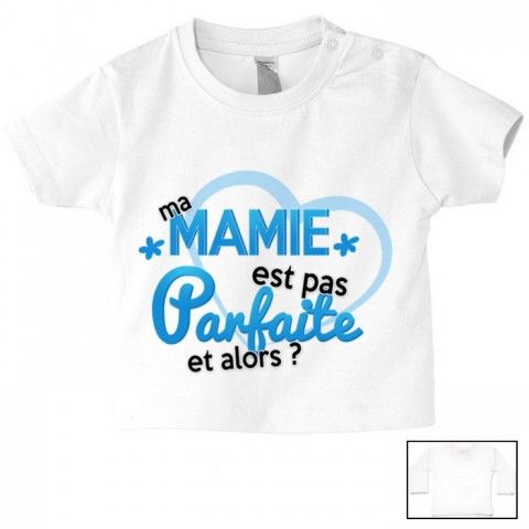 Tee-shirt de bébé ma mamie est pas parfaite est alors garçon