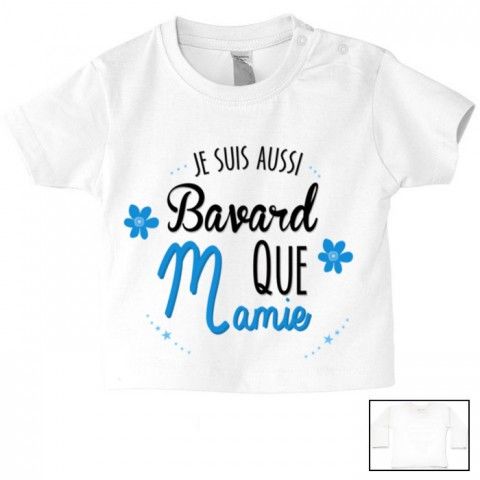 Tee-shirt de bébé je suis aussi bavard que mamie