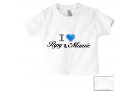 Tee-shirt de bébé i love papy & mamie brillant garçon