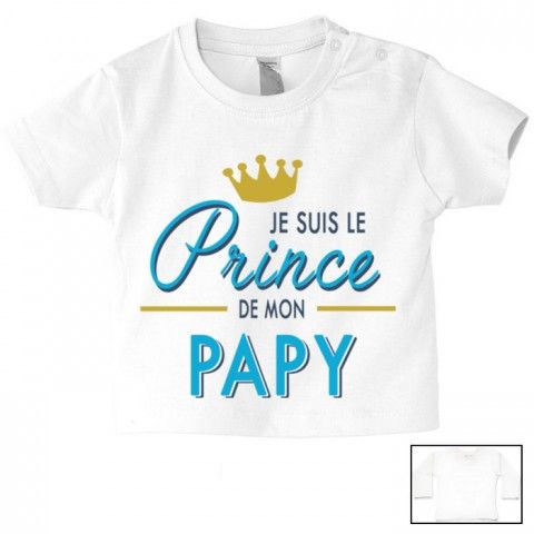 Tee-shirt de bébé je suis le prince de mon papy