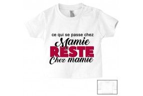 Tee-shirt de bébé ce qui se passe chez mamie reste chez mamie