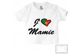 Tee-shirt de bébé j’aime mamie bicolore