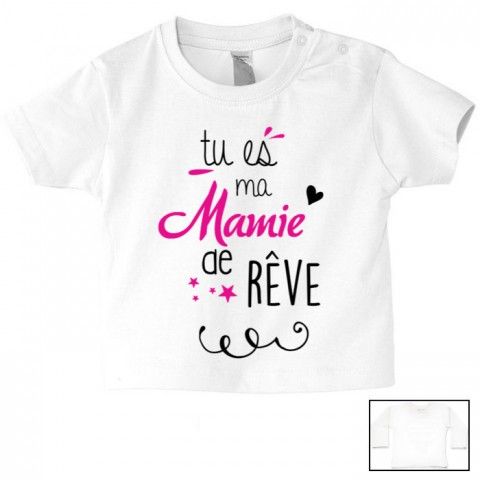 Tee-shirt de bébé tu es ma mamie de rêve fille