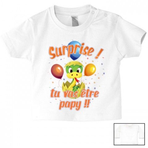 Tee-shirt de bébé surprise tu vas être papy éclosion garçon