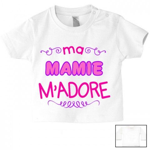 Tee-shirt de bébé ma mamie m’adore fille