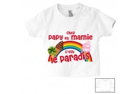 Tee-shirt de bébé chez papy et mamie c’est le paradis rainbow