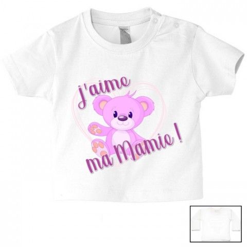 Tee-shirt de bébé j’aime ma mamie ourson fille