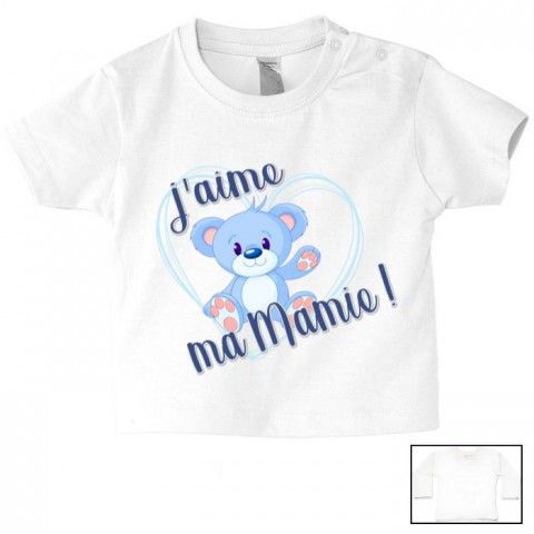 Tee-shirt de bébé j’aime ma mamie ourson garçon