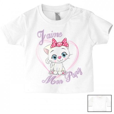 Tee-shirt de bébé j’aime mon papy chaton