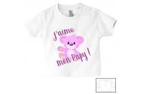 Tee-shirt de bébé j’aime mon papy ourson fille