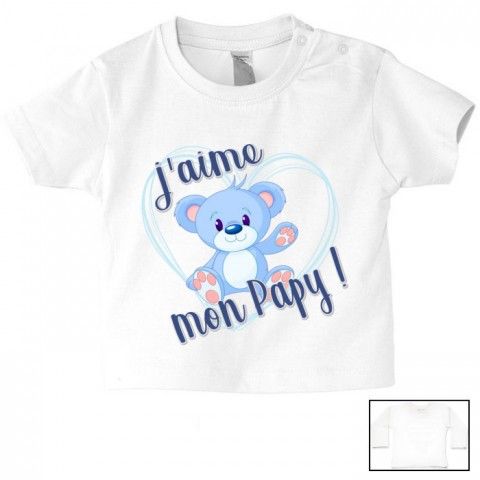 Tee-shirt de bébé j’aime mon papy ourson garçon