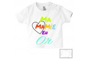 Tee-shirt de bébé ma mamie en or