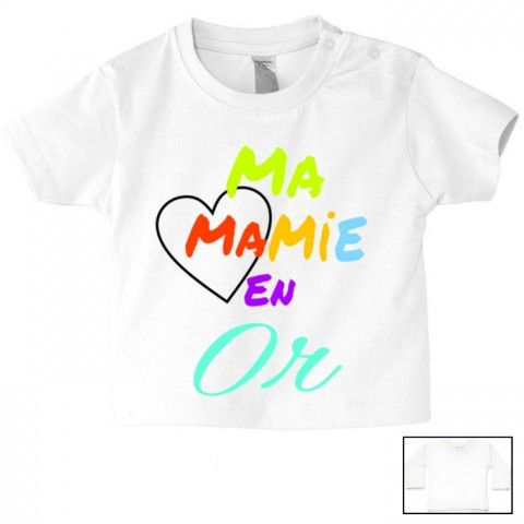 Tee-shirt de bébé ma mamie en or