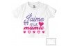 Tee-shirt de bébé j’aime ma mamie en cœurs fille