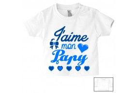 Tee-shirt de bébé j’aime mon papy en cœurs garçon