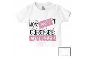 Tee-shirt de bébé mon papy c’est le meilleur pois fille