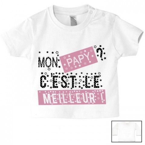 Tee-shirt de bébé mon papy c’est le meilleur pois fille