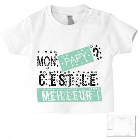 Tee-shirt de bébé mon papy c’est le meilleur pois garçon