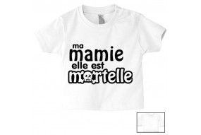 Tee-shirt de bébé ma mamie elle est mortelle