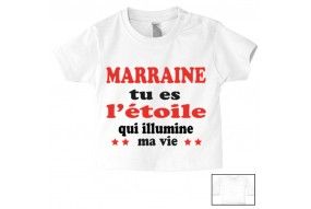 Tee-shirt de bébé marraine tu es l’étoile qui illumine ma vie