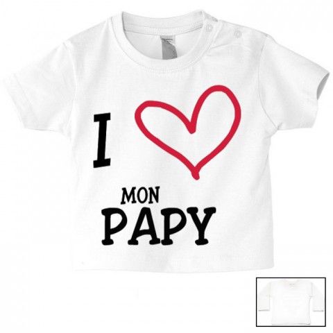 Tee-shirt de bébé i love mon papy rouge et noir 