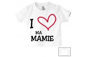 Tee-shirt de bébé i love ma mamie rouge et noir 