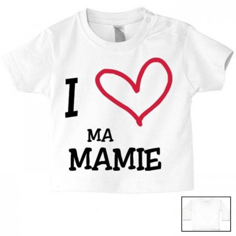 Tee-shirt de bébé i love ma mamie rouge et noir 