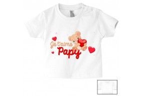 Tee-shirt de bébé je t’aime papy nounours rouge 