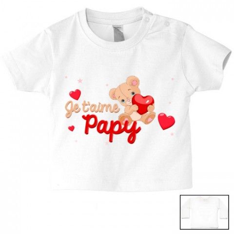 Tee-shirt de bébé je t’aime papy nounours rouge 