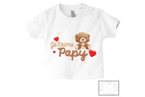 Tee-shirt de bébé je t’aime papy nounours marron