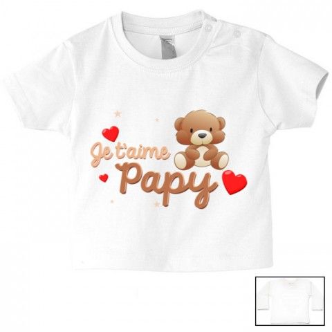 Tee-shirt de bébé je t’aime papy nounours marron