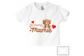 Tee-shirt de bébé je t’aime mamie nounours marron