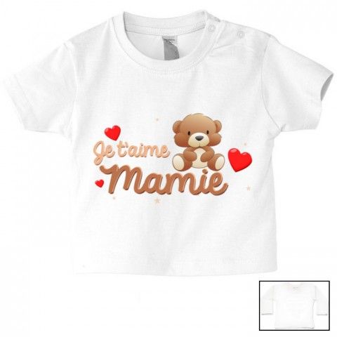 Tee-shirt de bébé je t’aime mamie nounours marron