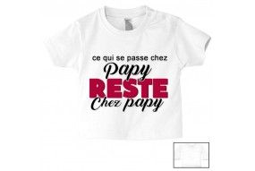 Tee-shirt de bébé ce qui se passe chez papy reste chez papy