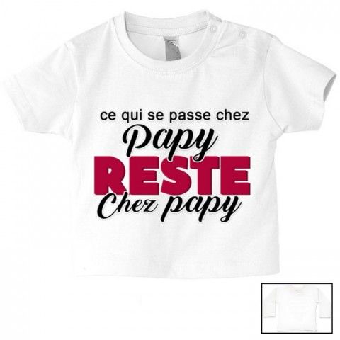 Tee-shirt de bébé ce qui se passe chez papy reste chez papy