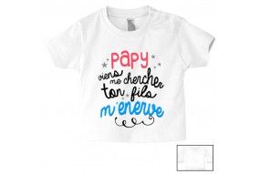 Tee-shirt de bébé papy viens me chercher ton fils m’énerve garçon