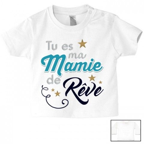 Tee-shirt de bébé tu es ma mamie de rêve star garçon