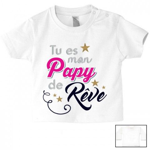 Tee-shirt de bébé tu es mon papy de rêve star fille