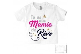 Tee-shirt de bébé tu es ma mamie de rêve star fille