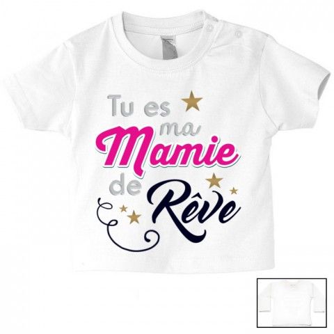 Tee-shirt de bébé tu es ma mamie de rêve star fille