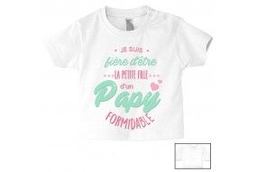 Tee-shirt de bébé je suis fière d’être la petite fille d’un papy formidable