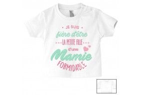 Tee-shirt de bébé je suis fière d’être la petite fille d’une mamie formidable