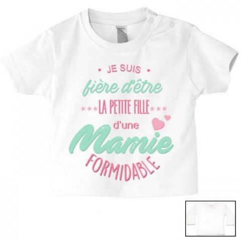 Tee-shirt de bébé je suis fière d’être la petite fille d’une mamie formidable