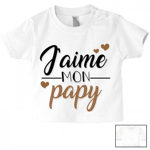 Tee-shirt de bébé j’aime mon papy trois cœurs garçon