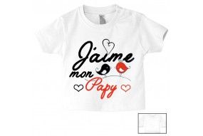 Tee-shirt de bébé j’aime mon papy oiseaux garçon