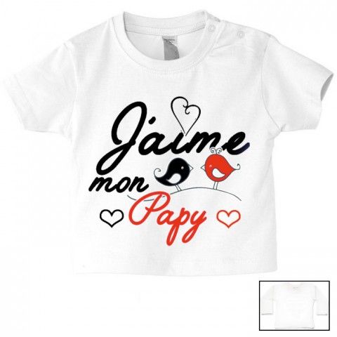 Tee-shirt de bébé j’aime mon papy oiseaux garçon