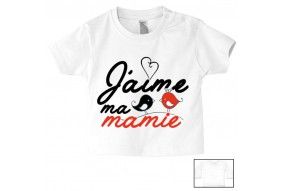 Tee-shirt de bébé j’aime ma mamie oiseaux garçon