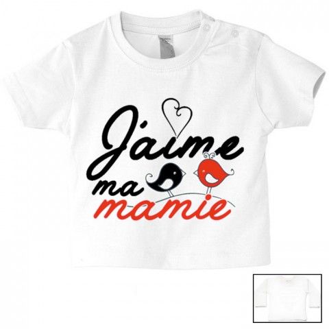 Tee-shirt de bébé j’aime ma mamie oiseaux garçon