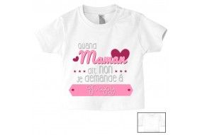 Tee-shirt de bébé quand maman dit non je demande à papy cœur fille