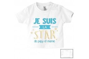 Tee-shirt de bébé je suis la star de papy et mamie garçon